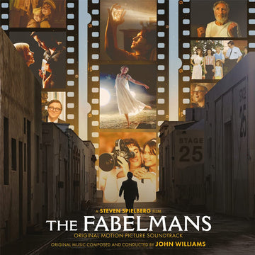 Promotional vinyl record cover for 'The Fabelmans' film with a collage of scenes and a film strip design.
